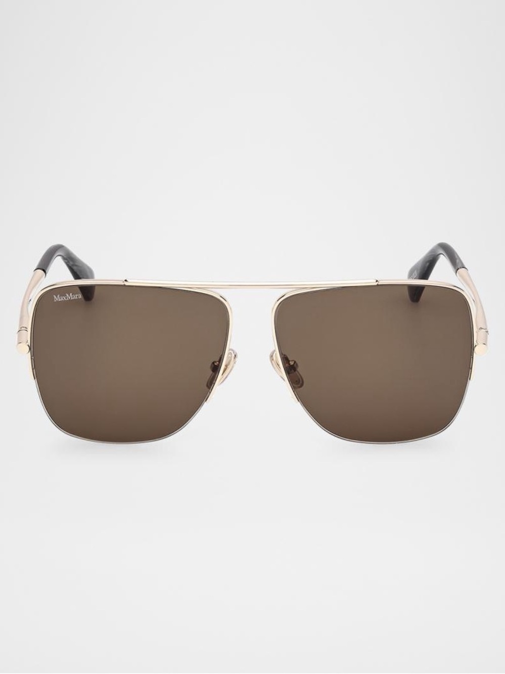 NWOT Max Mara Gold Metal Aviator Sunglasses Logo Engraved 59mm $310